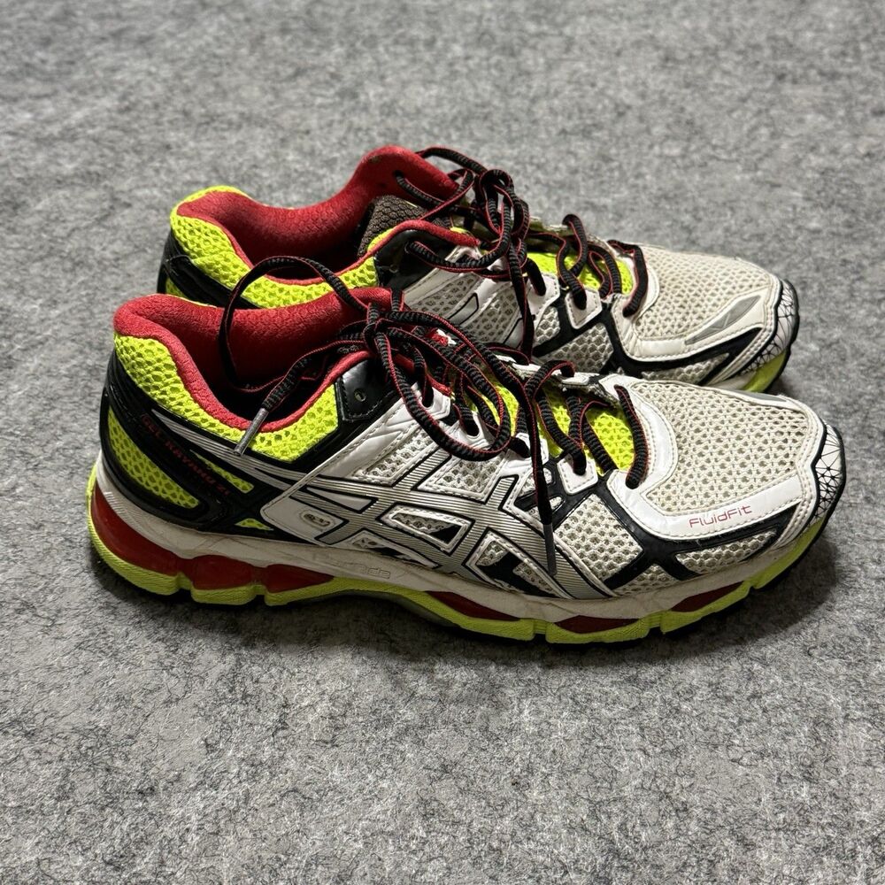 Asics Gel-Kayano 21 Mens 8.5 Running Shoes Gray Flash Yellow Sneakers T4H2N